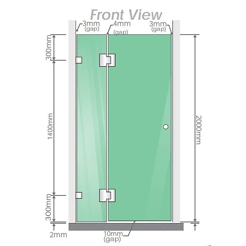 120x70cm Corner Frameless Shower Screen with Black Brackets and Brass Hinges - U-Brackets and Floor U-Bracket — image 4