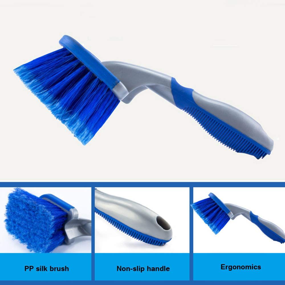 3pcs/Set Blue Long Brush for Rims and Tires Brush for Car Tire Brushes for Cleaning Wheels Wash Brush with Handle Supplies Special — image 5