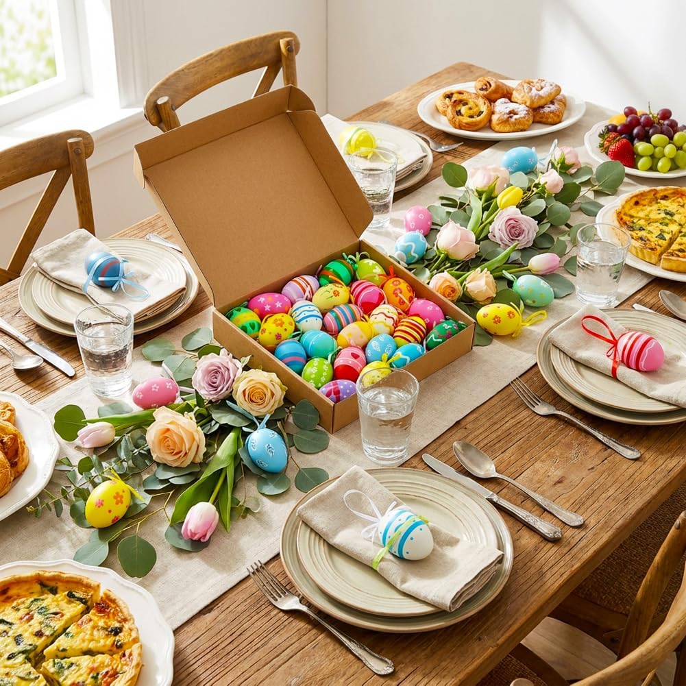 24PCS Hanging Easter Eggs – Reusable Plastic Easter Egg Decorations for Tree Ornaments, Basket, Party & Home Decor (5g Each, 4cm x 6cm) — image 6