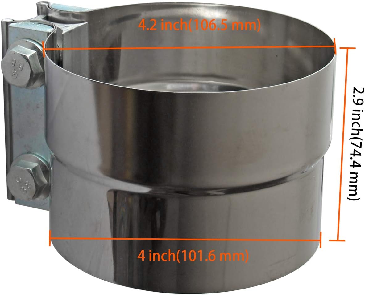 4" Lap Joint Exhaust Band Clamp - Stainless Steel With 1 Block 2Pcs For 4" Od To 4" Id Exhaust Pipe, Muffler, Elbow And Exhaust Tubing Connection(2 Pack) โ image 2