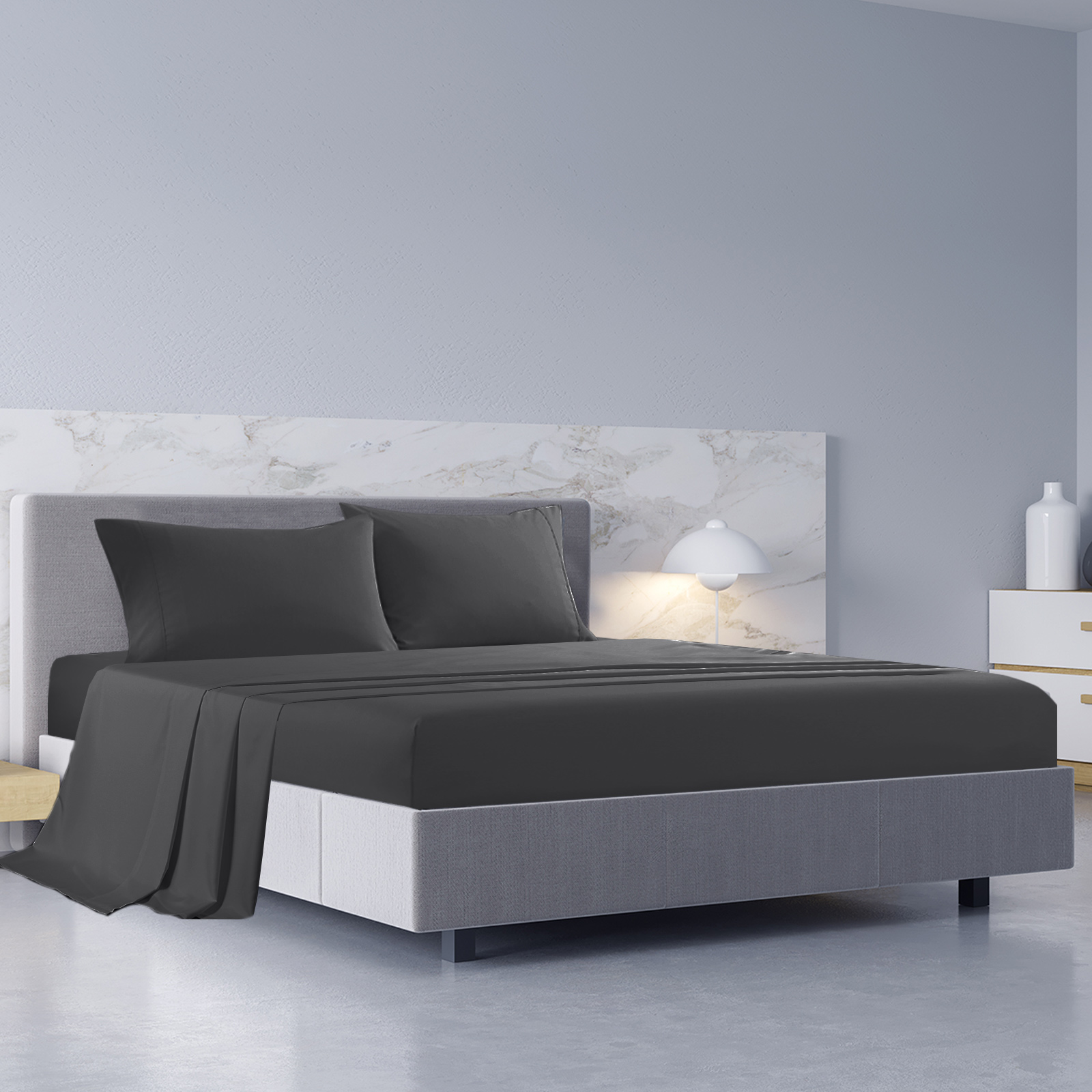 Royal Comfort 1000TC Hotel Grade Bamboo Cotton Sheets Pillowcases Set Ultrasoft - Queen - Pewter โ image 2