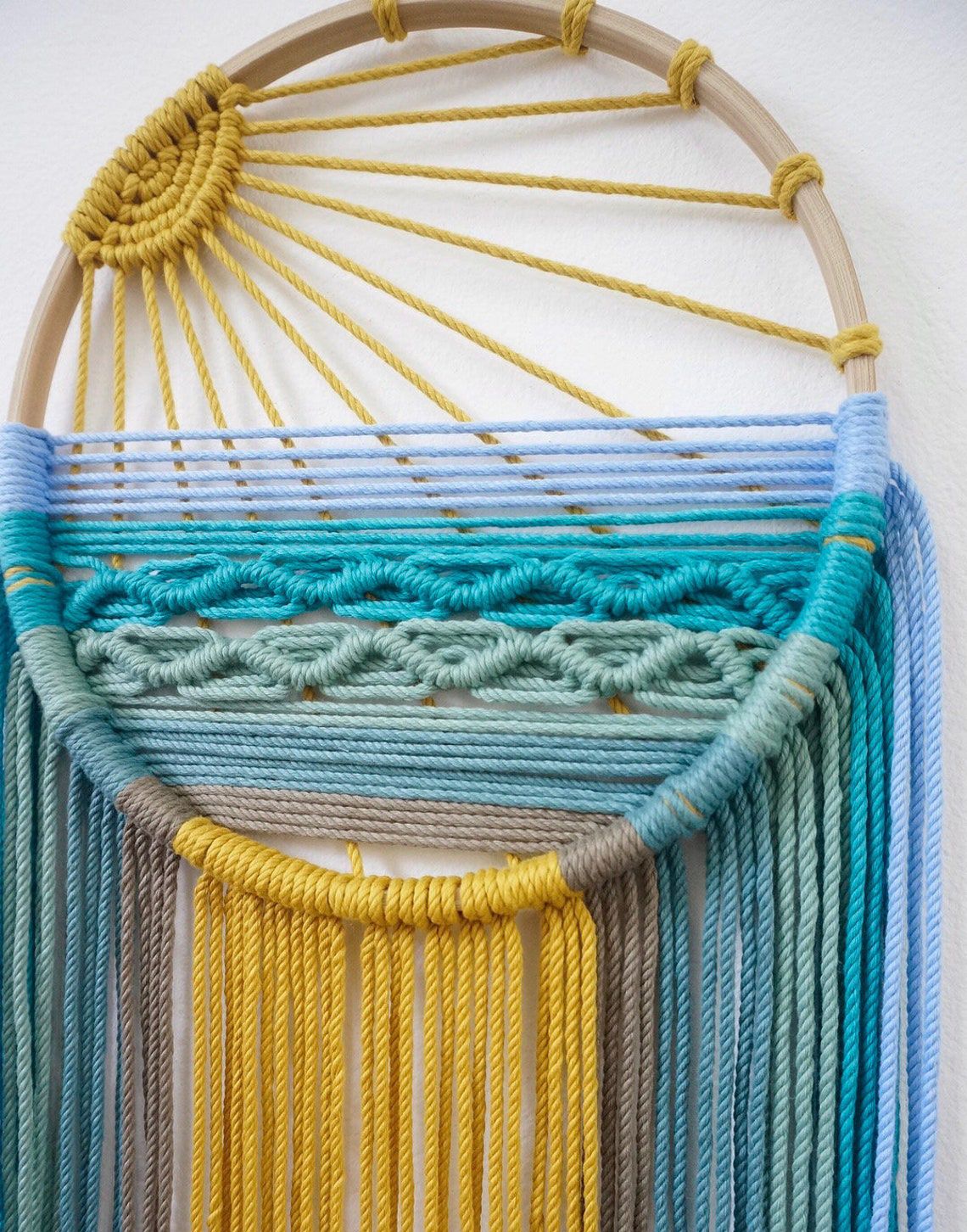 Style 3 Hand-Woven Cotton Rope Sunrise Sunset Wall Hanging - Bohemian Macrame Tapestry with Tassels, 60x30cm - Perfect for Living Room, Bedroom โ image 4