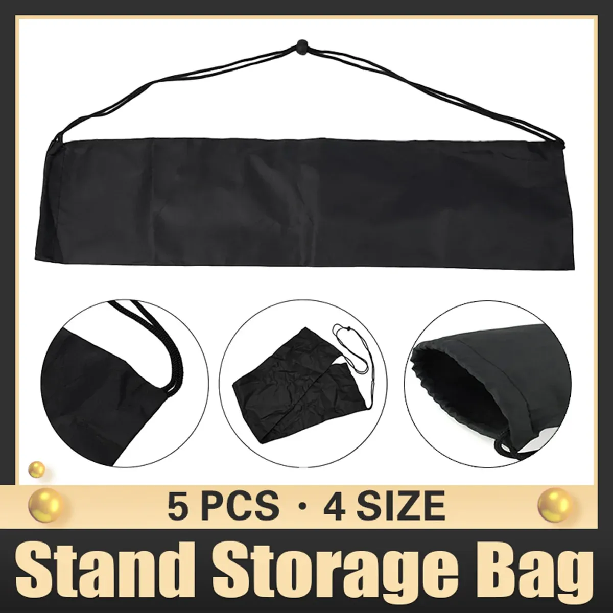 5pc Tripod Stand Drawstring Storage Bag Polyester Foldable Portable — image 2