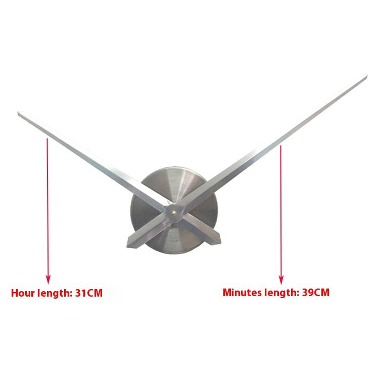 silvery 3D Clock Hands, DIY Large Clock Movement Mechanism with 39cm Long Spade Hand, 3D Wall Clocks Home Decor — image 2