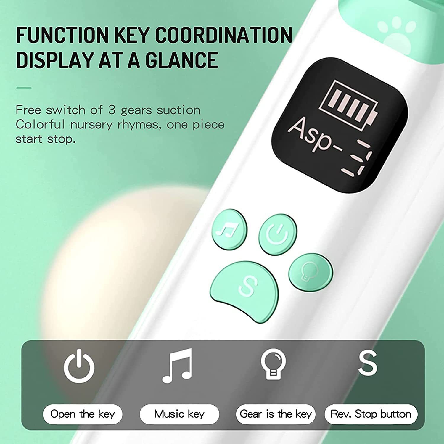 Baby Nasal Aspirator - Safe, Quick, and Hygienic Nose Cleaner with Pause, Music, and Light Soothing Functions — image 2