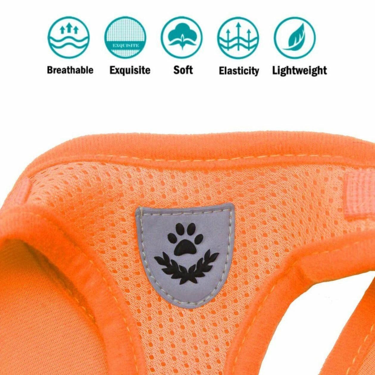 XL Size Pet Dog Cat Puppy Soft Leash Vest Mesh Breathe Adjustable Harness - Orange — image 6
