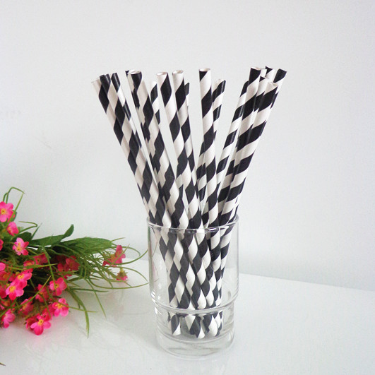 50 Pack Black White Drinking Straws Biodegradable Eco Paper Birthday Party Event Bistro Bar Cafe Take Away โ image 2