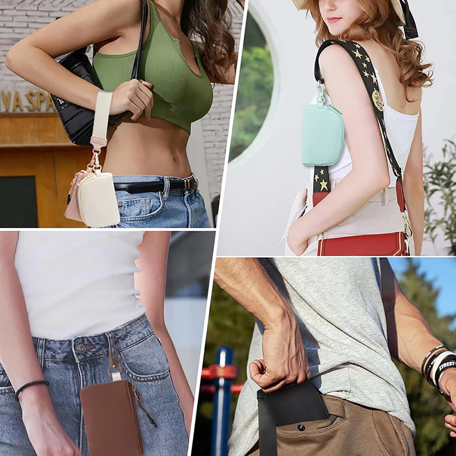 Keychain Wallet Mini Zip Around Wristlet Wallets For Women Detachable Dual Pouch Wristlet Portable Coin Purse Small Wallets For Travel Sports Outdoors Purple — image 4