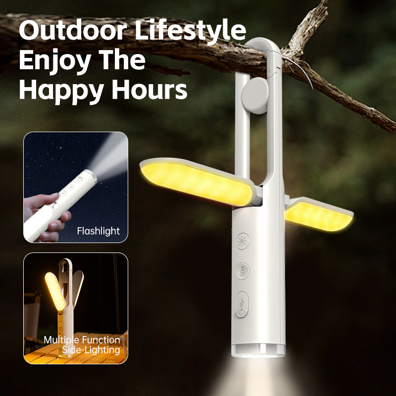 Multi-Function Folding LED Camping Lantern & Flashlight - USB Rechargeable, 3 Light Modes + SOS(grey) โ image 2