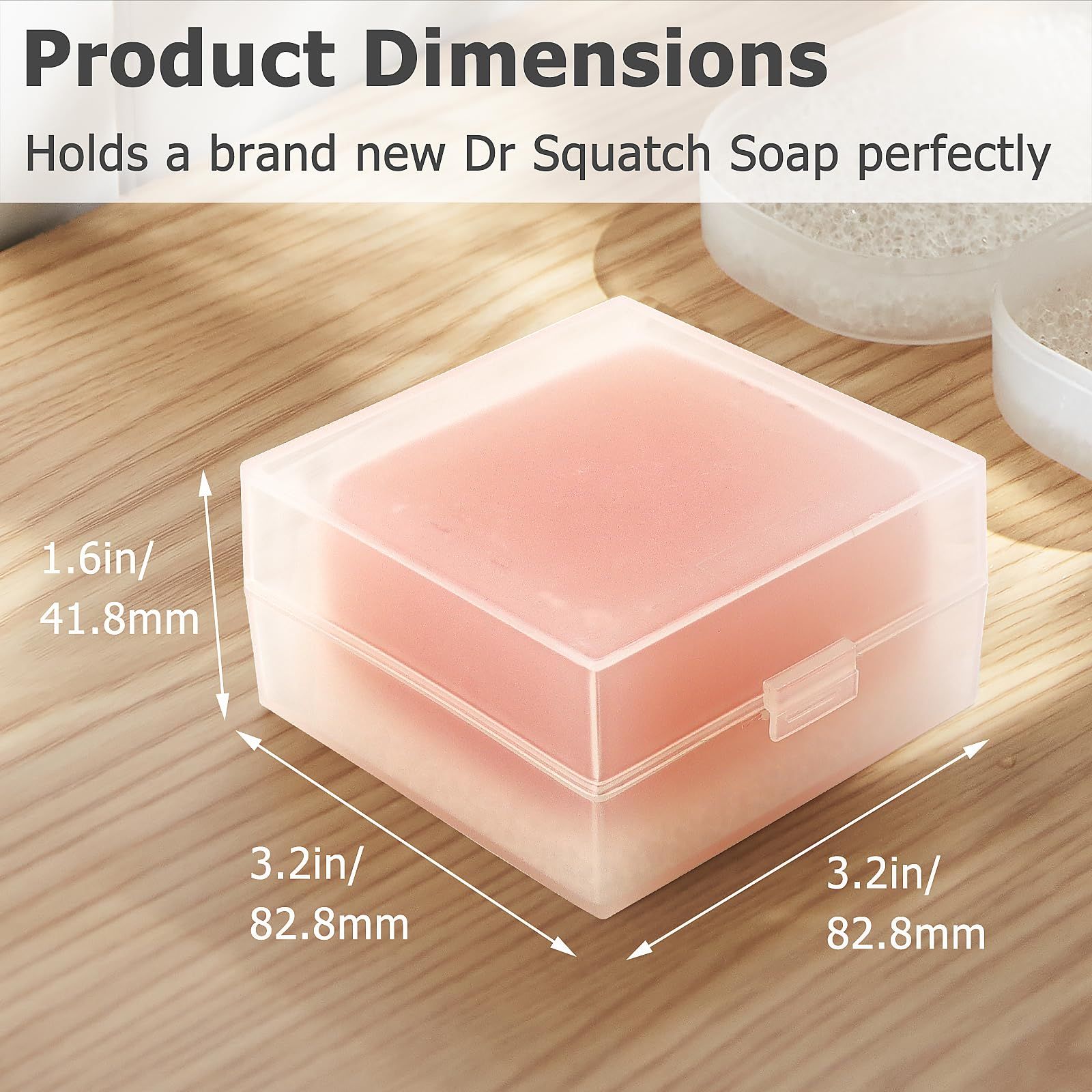 Travel Soap Case, Bar Soap Holder Fit Soap, Shampoo Bar Holder for Square Travel Soap Container with Draining (Transparent White) โ image 3
