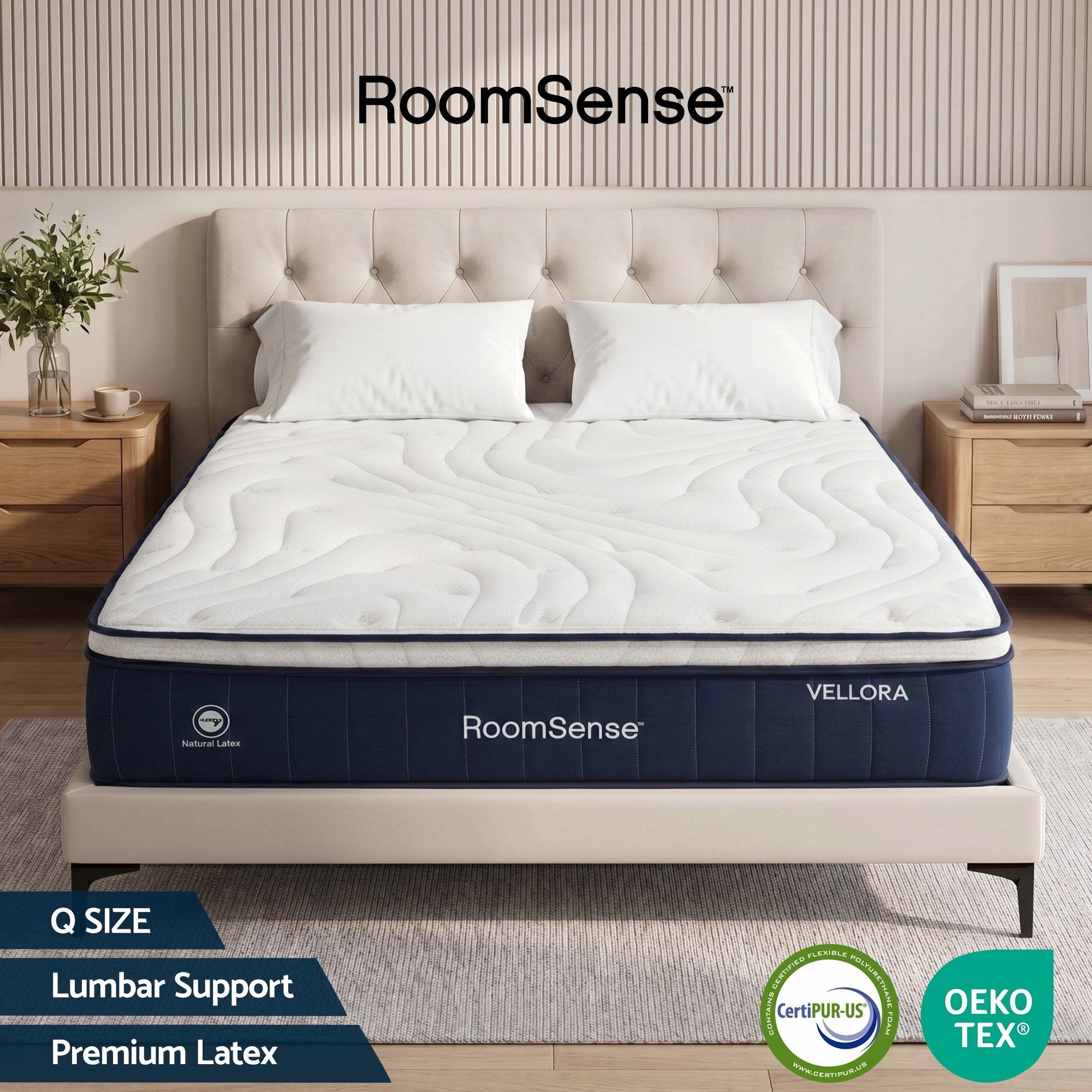 RoomSense Queen Mattress, 30cm Medium Firm Hybrid Mattress with Latex Lumbar Support for Back Pain Relief, Pocket Spring Mattress Queen Size in a Box โ image 2