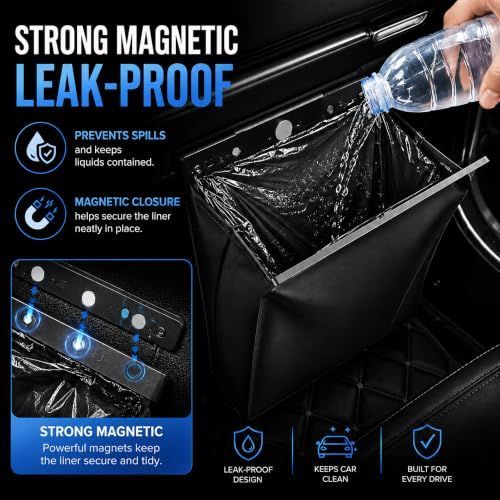 1Pack Car Trash Can Leak-Proof, 4 Pack Black Large Capacity Auto Trash Bin | With Magnetic Opening, Multi-Purpose Open-Top Car Organizer for Backseat, Console — image 5