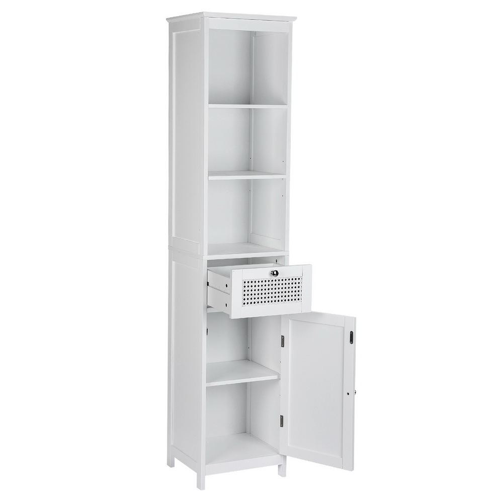 Artiss Bathroom Cabinet Storage 161cm White Rattan Tallboy Toilet Cupboard โ image 5