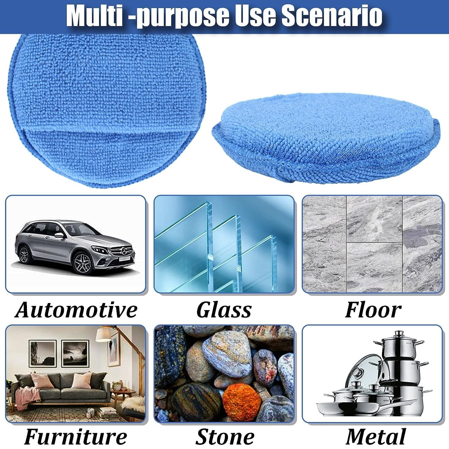 Microfiber Wax Applicator Pads, Car Wax Applicator with Finger Pocket, Buffing & Detail Polishing Foam Pads for Car Cleaning and Fine Polishing (5 inch, 6 — image 2