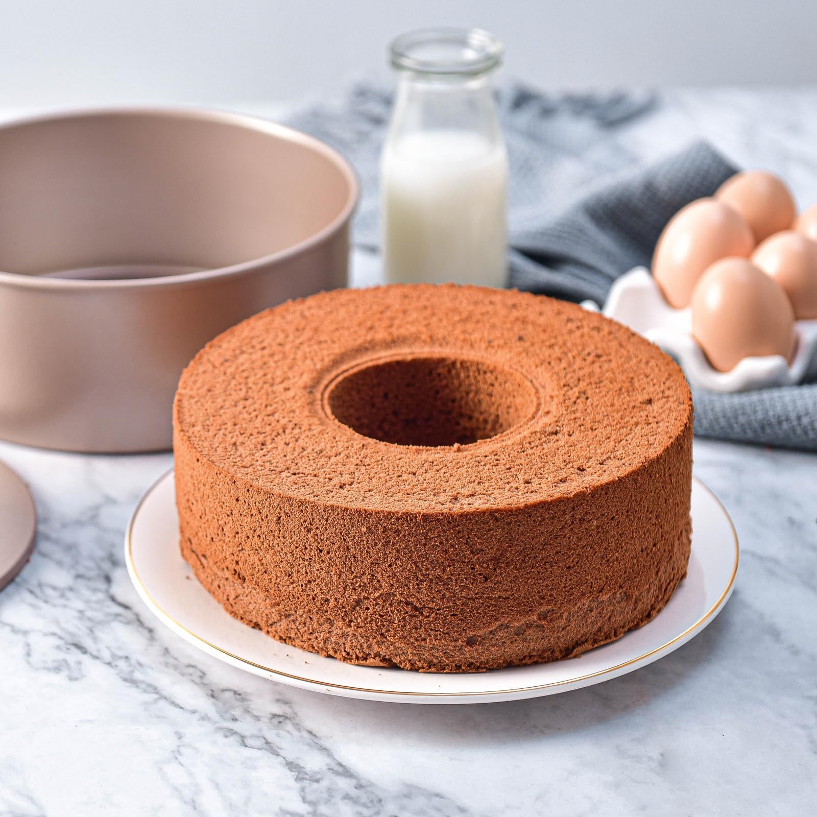 Angel Food Cake Pan with Removable Bottom, 6 Inch Nonstick Tube Pan for Baking Pound Cake, Champagne Gold โ image 5