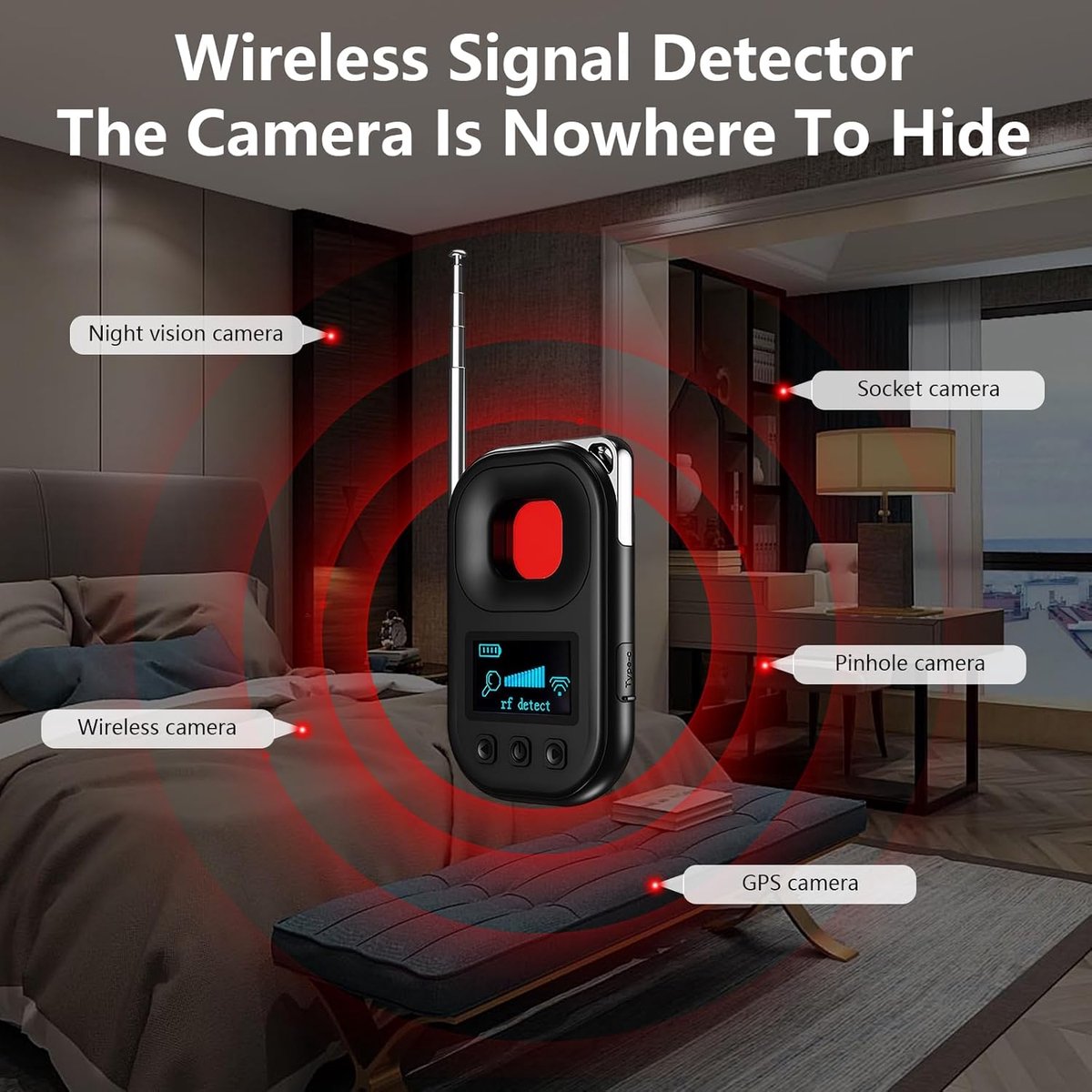Camera detector - spy camera - hidden camera detector - listening device detector - insect and GPS tracker detector - 4 modes - rechargeable - camera detector โ image 5