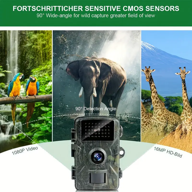 Hiking and hunting camera with night vision function, high-definition, 0.8s trigger, 120 ° wide-angle lens, used for outdoor camping, wildlife monitoring, home — image 3