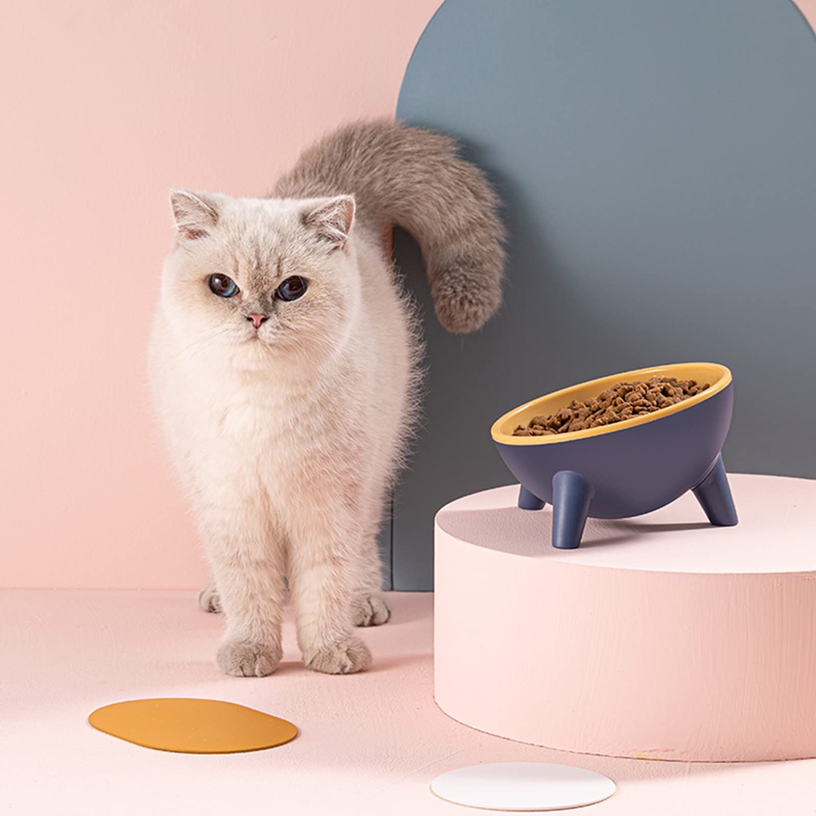 Tilted Cat Bowl Slanted Dog Bowl Non-Slip Raised Pet Food Bowl with Triangular Stand for Small Pets Non-Spill Cat Supplier Feeder — image 3