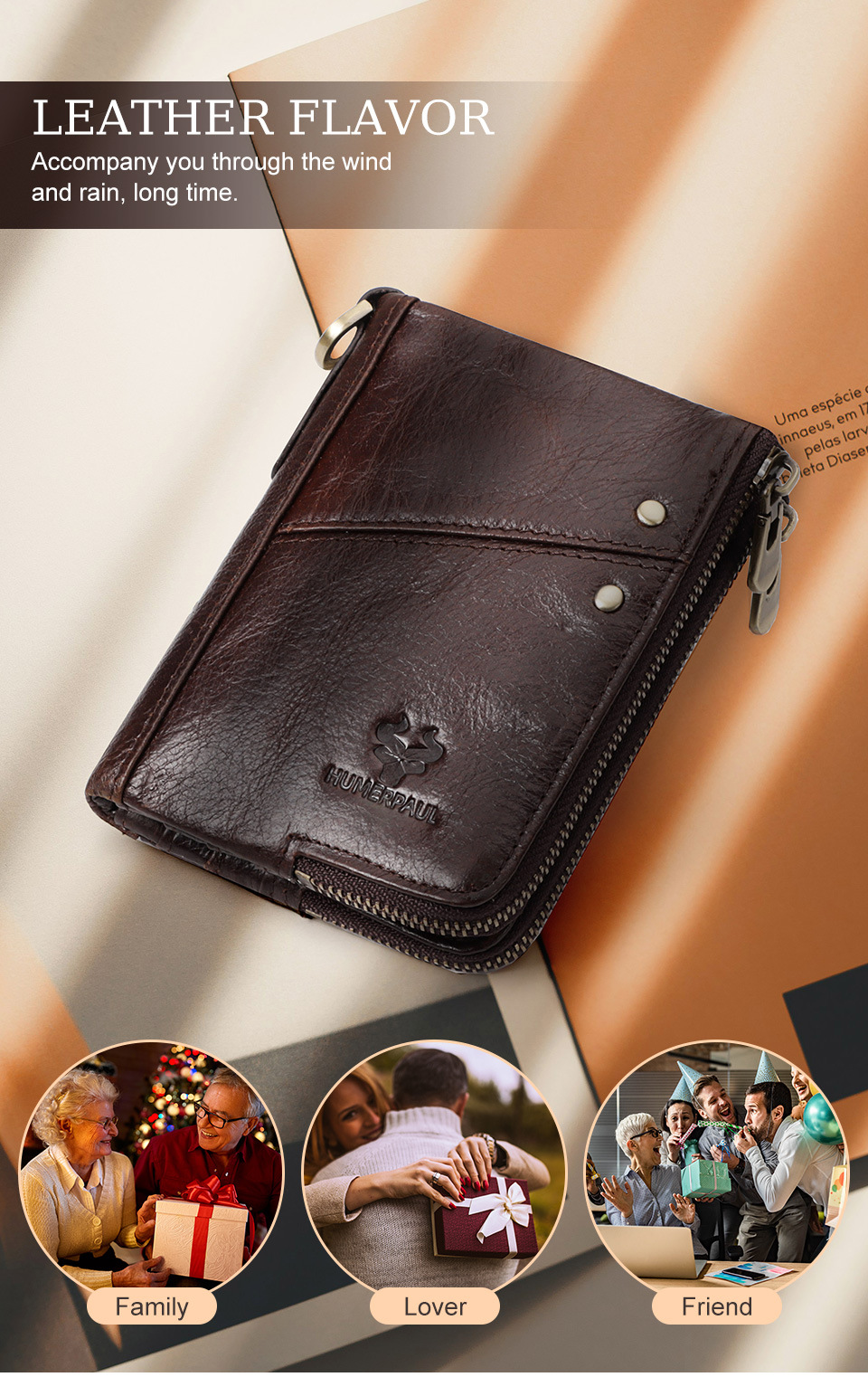 Genuine Leather Double Zipper Wallet - Black RFID Blocking Bifold Card Holder - Vintage Cowhide Purse with Coin Pockets (13cm) — image 6