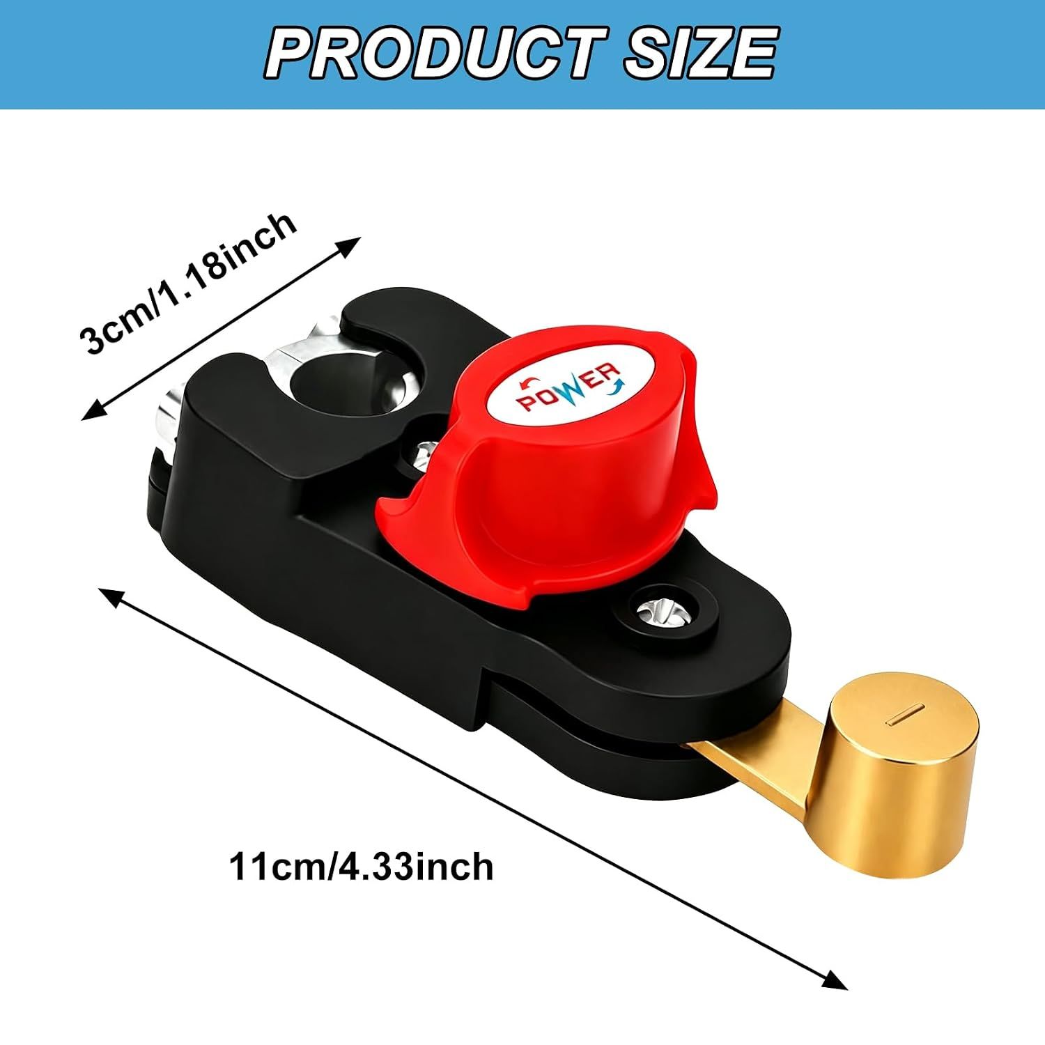 12V-24V Rotary Battery Disconnect Switch, Pure Copper Cut-Off Isolator with Adjustable Top Screw for Cars, Trucks, Boats and RVs โ image 2