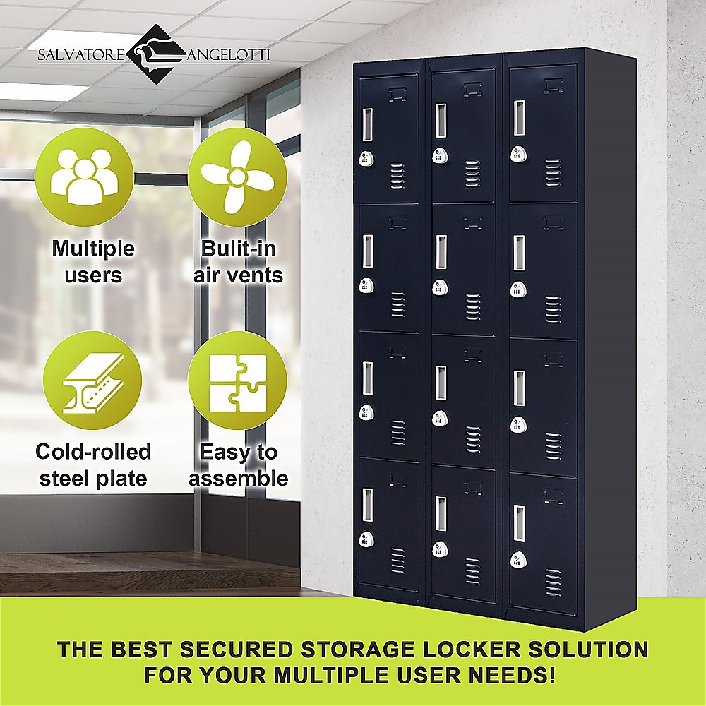 12-Door Locker for Office Gym Shed School Home Storage - 3-Digit Combination Lock — image 5