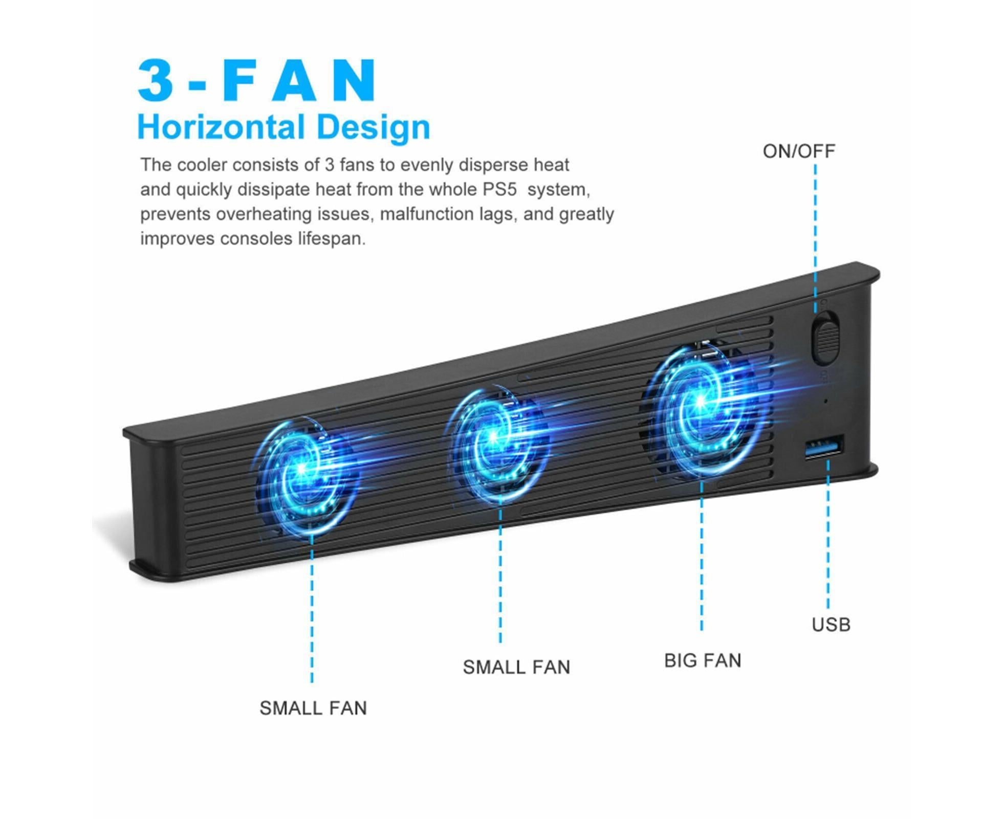 Portable 3 Fans Game Console Cooling Fan Playstation Accessories for PS5 DE/UHD Version Black โ image 6