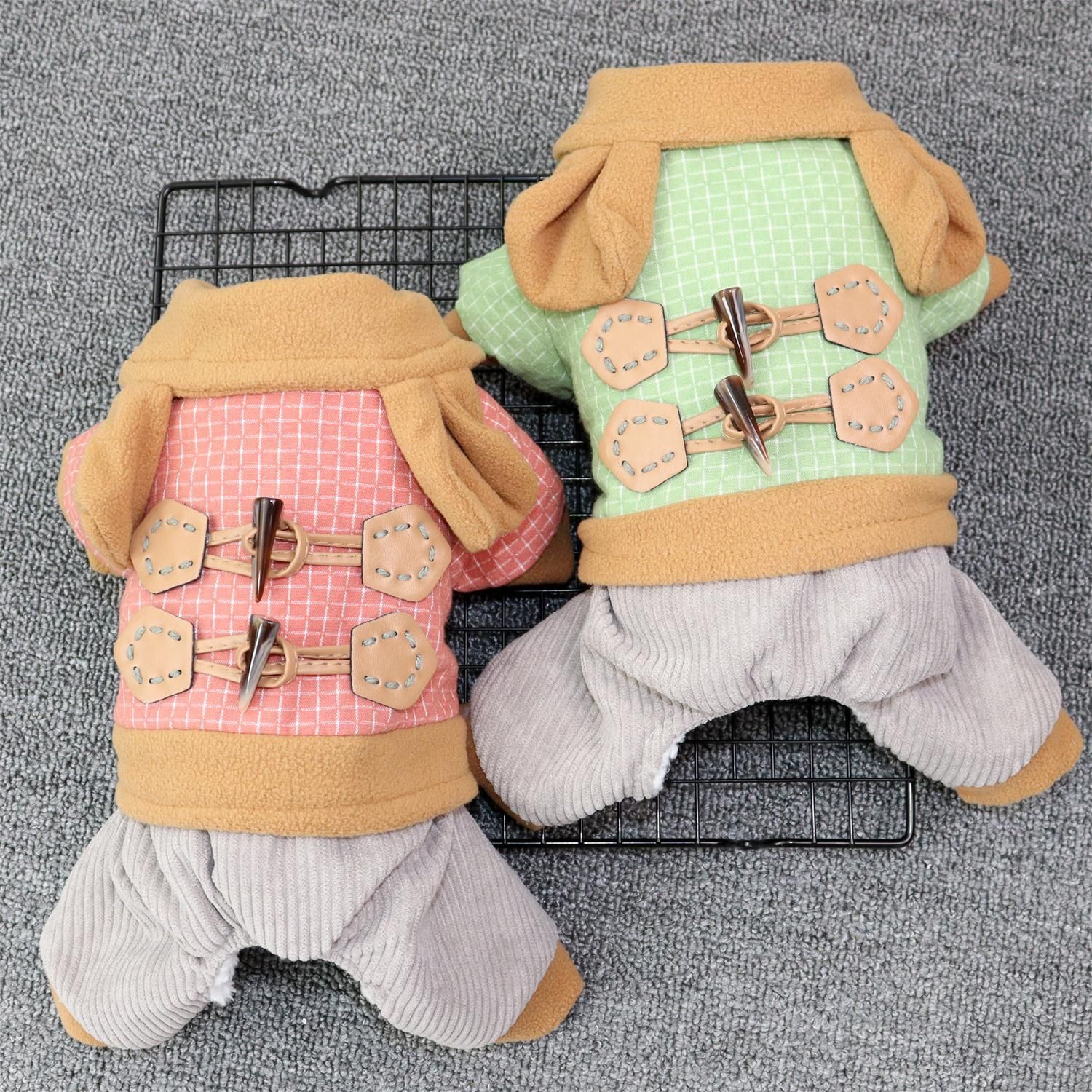 Pet Dog Clothes Odd Pet Four Legged Casual Corner Button Four Leg Green S — image 2