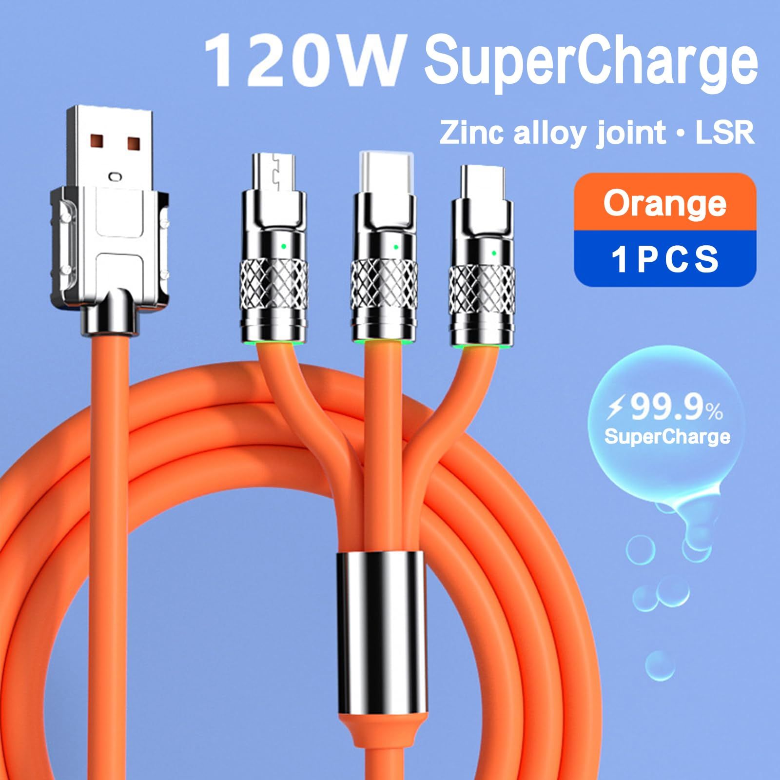 Multi Charging Cable 3-in-1 Charging Cable with Light USB Cable Suitable for Various Mobile Phones with Ports โ image 2