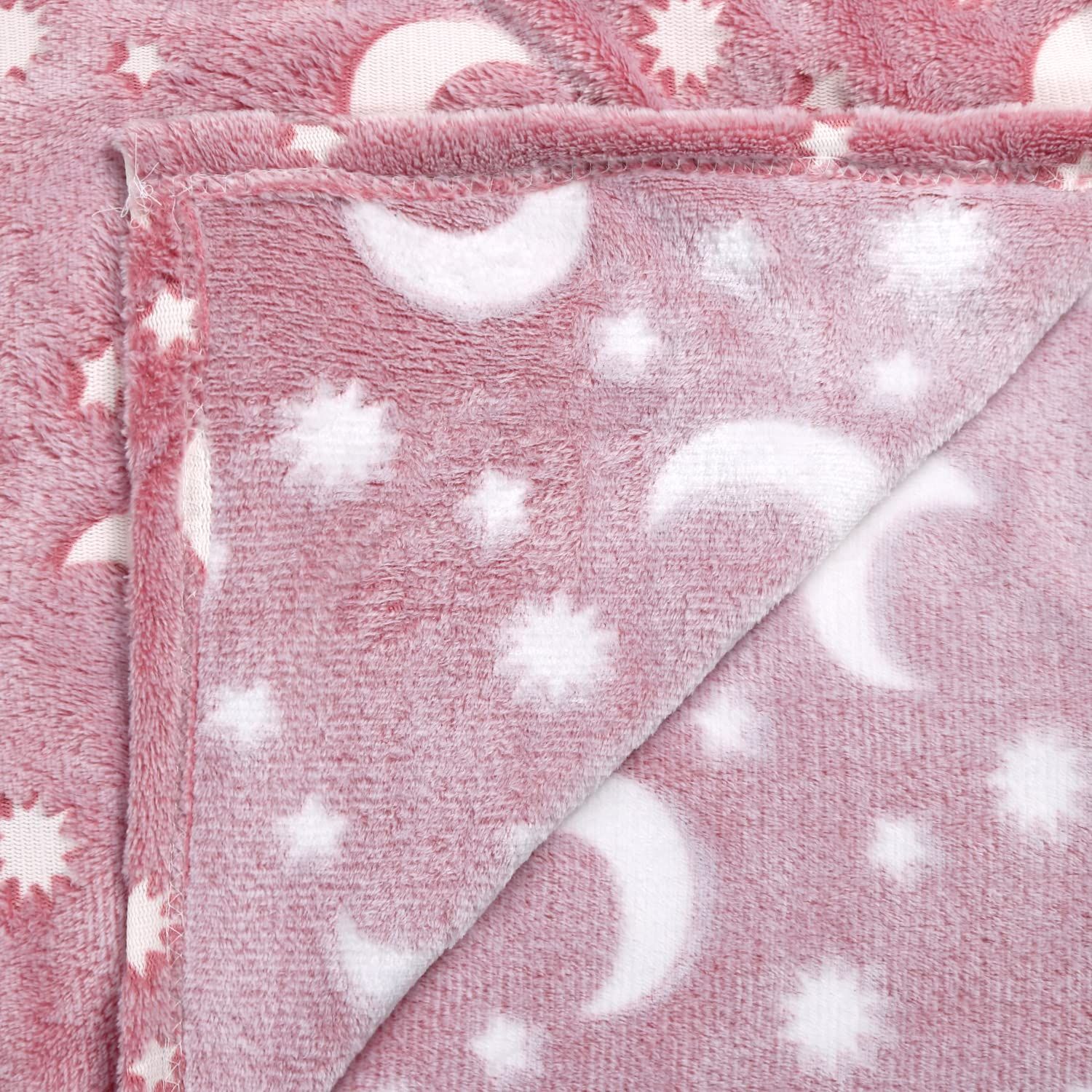Super Soft Fuzzy Plush Flannel for Girls and Boys Sleeping Snuggle Blanket,All Seasons for Bed or Sofa,152*127CM (Pink Moon) — image 4