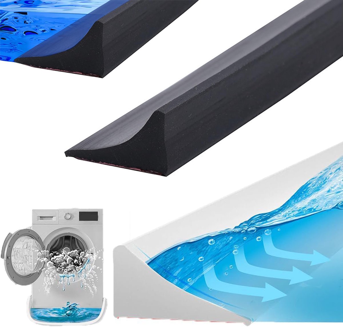 Water Threshold 200cm Black - Shower Thresholds - Self-Adhesive Shower Water Barrier - Compact - Sanitary Water Stopper - Shower Threshold - Water Stopper