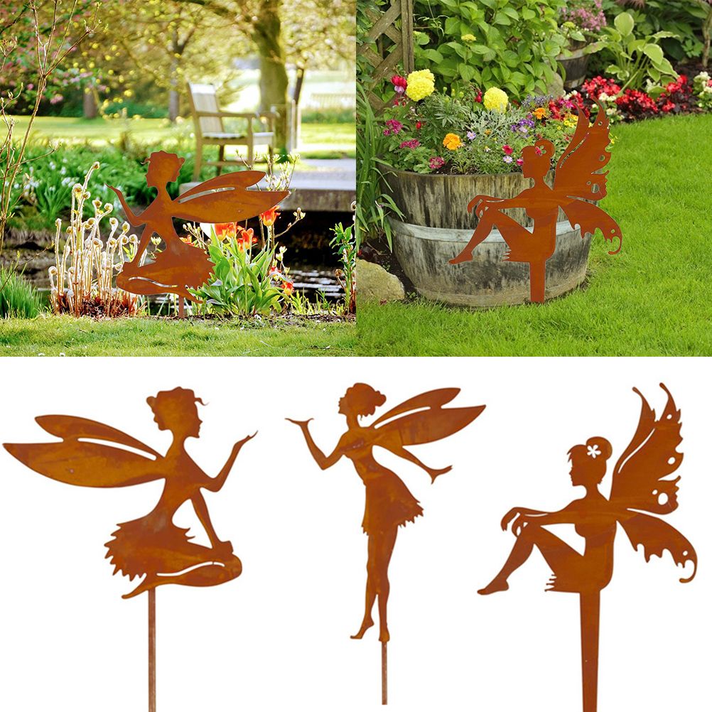 Decorative Garden Stakes Fairy Silhouette Metal Yard Stakes Arts Outdoor Garden Decor Spring Decor — image 4