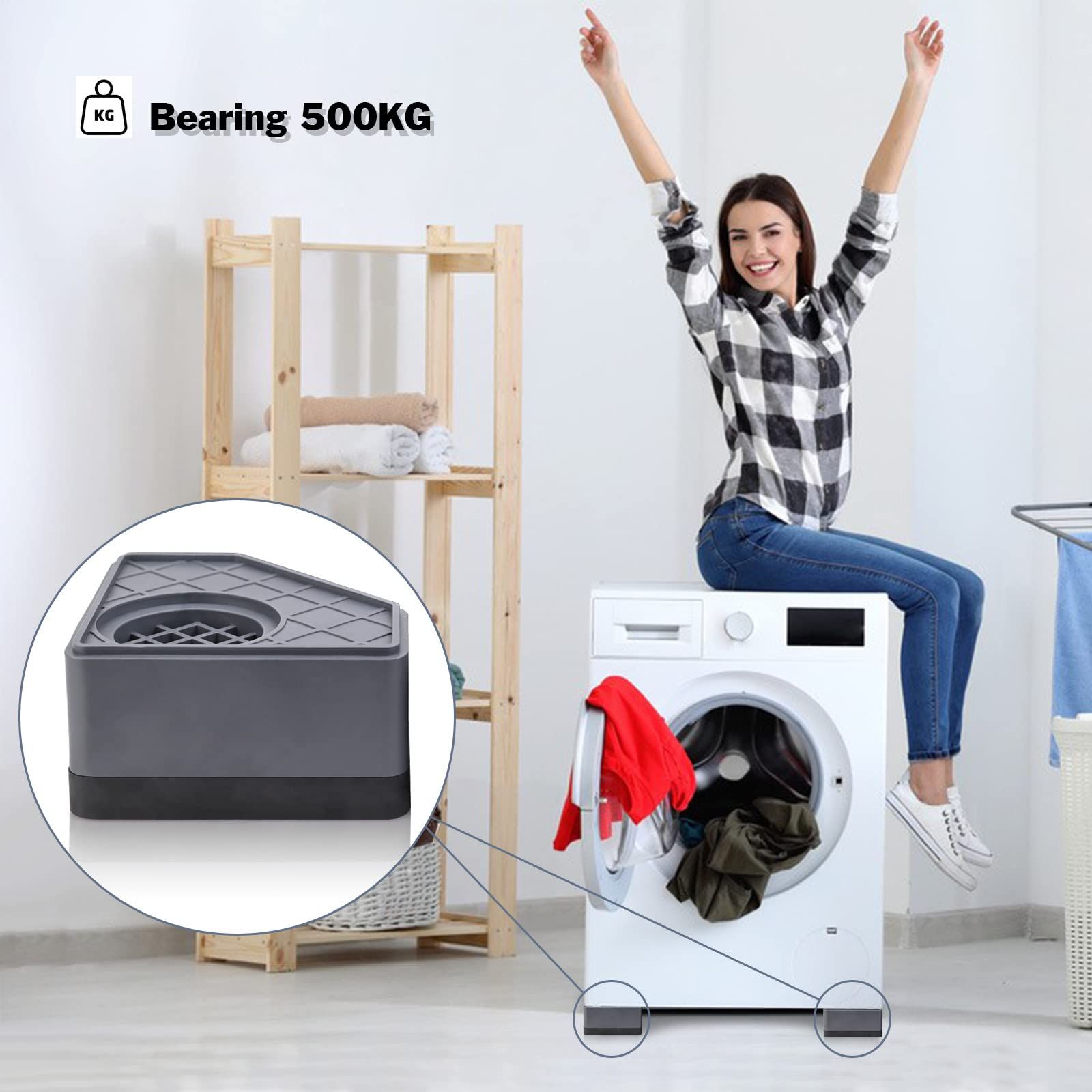 Washing Machine Foot Pads, Non Slip Shock and Noise Cancelling Mat for Washer and Dryer Machine Support Protects Set of 4 β image 4