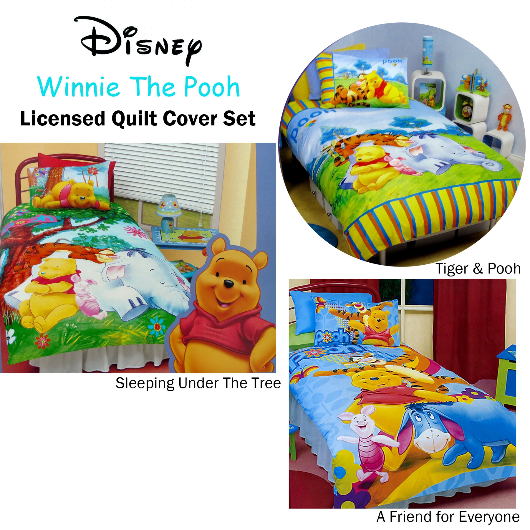 Disney Winnie The Pooh Quilt Cover Set Tiger & Pooh Single — image 2