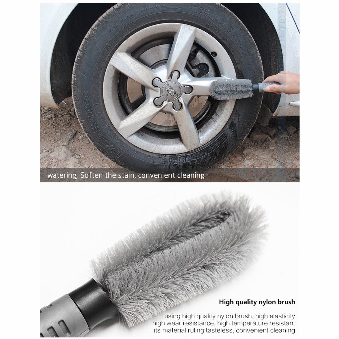 Car Wheel Cleaner Brush, Motorcycle or Bicycle Tire Brush Washing Tool Car Tire Cleaning Brush Wheel Brush for Car Alloy Wheel — image 4