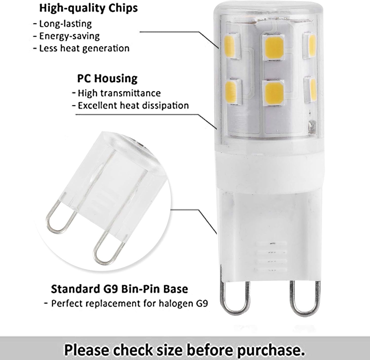 G9 LED Bulbs 2W 16-LED Mini Light Bulbs, Dimmable, Energy Saving Equivalent 30W Halogen, 10pcs, Ceramic Base, Eye Protection — image 3