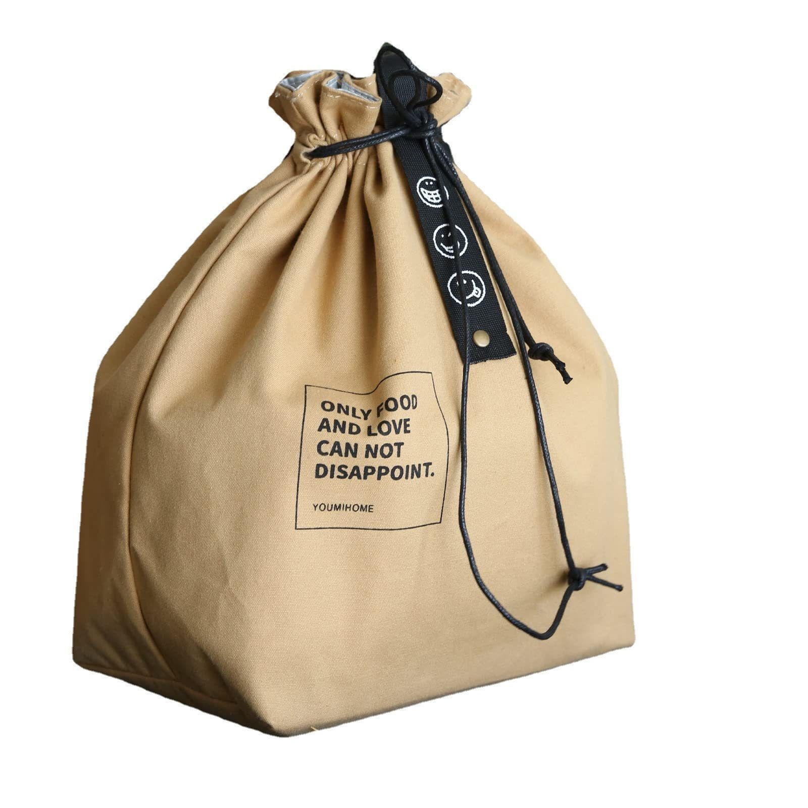 Canvas Lunch Bag with Drawstring - Insulated Lunch Bag - Bento Bag - Reusable Lunch Bag - Insulated Tote - With Handle and Drawstring Closure - For Work โ image 4
