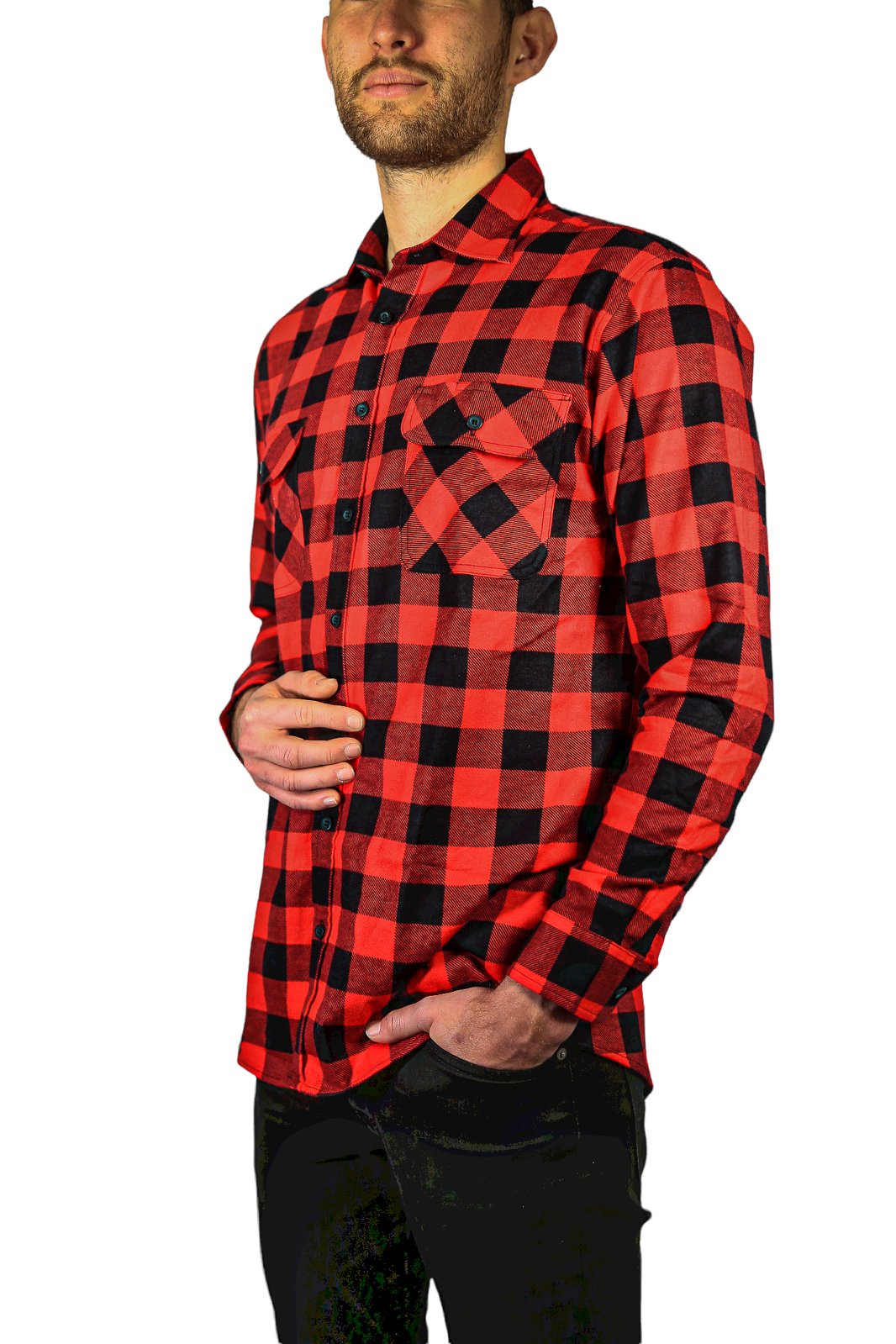 Jacksmith Quilted Flannelette Shirt Mens Jacket 100% Cotton Padded Warm Winter Flannel - Red/Black โ image 4