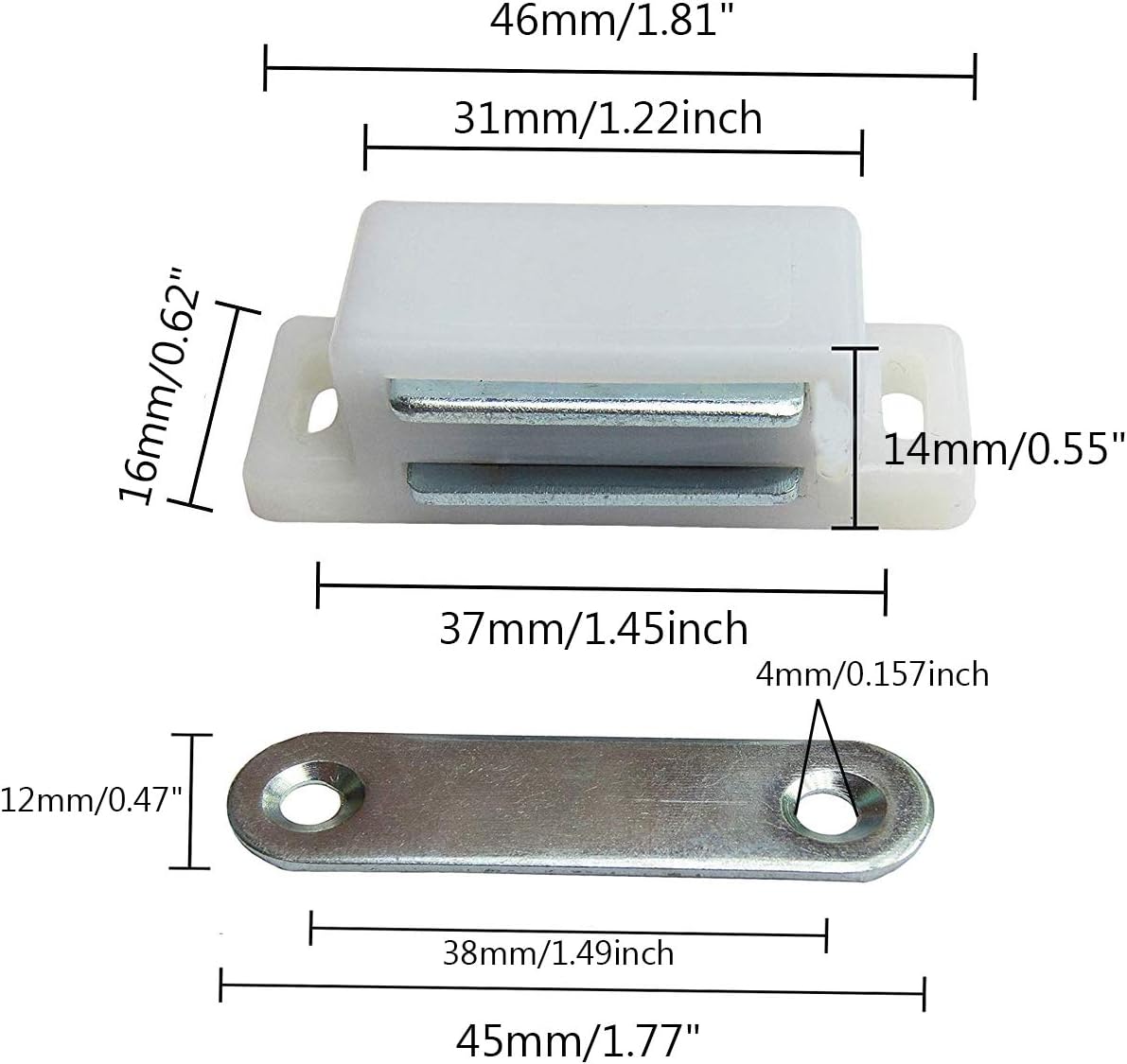 Magnetic Door Catch Latches for Cabinet Doors, Cupboards, Drawers & Shutters -Pack of 10 — image 2