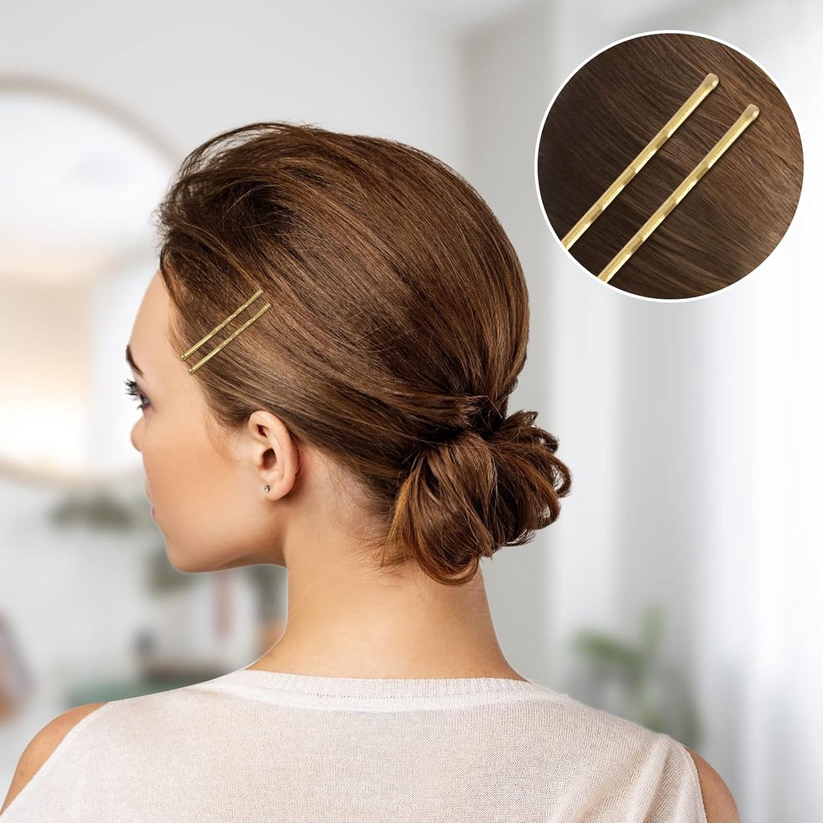 100 Pieces 2 Inch Gold Hairpins - With Clear Storage Box - For Hair Salons & Personal Use — image 3