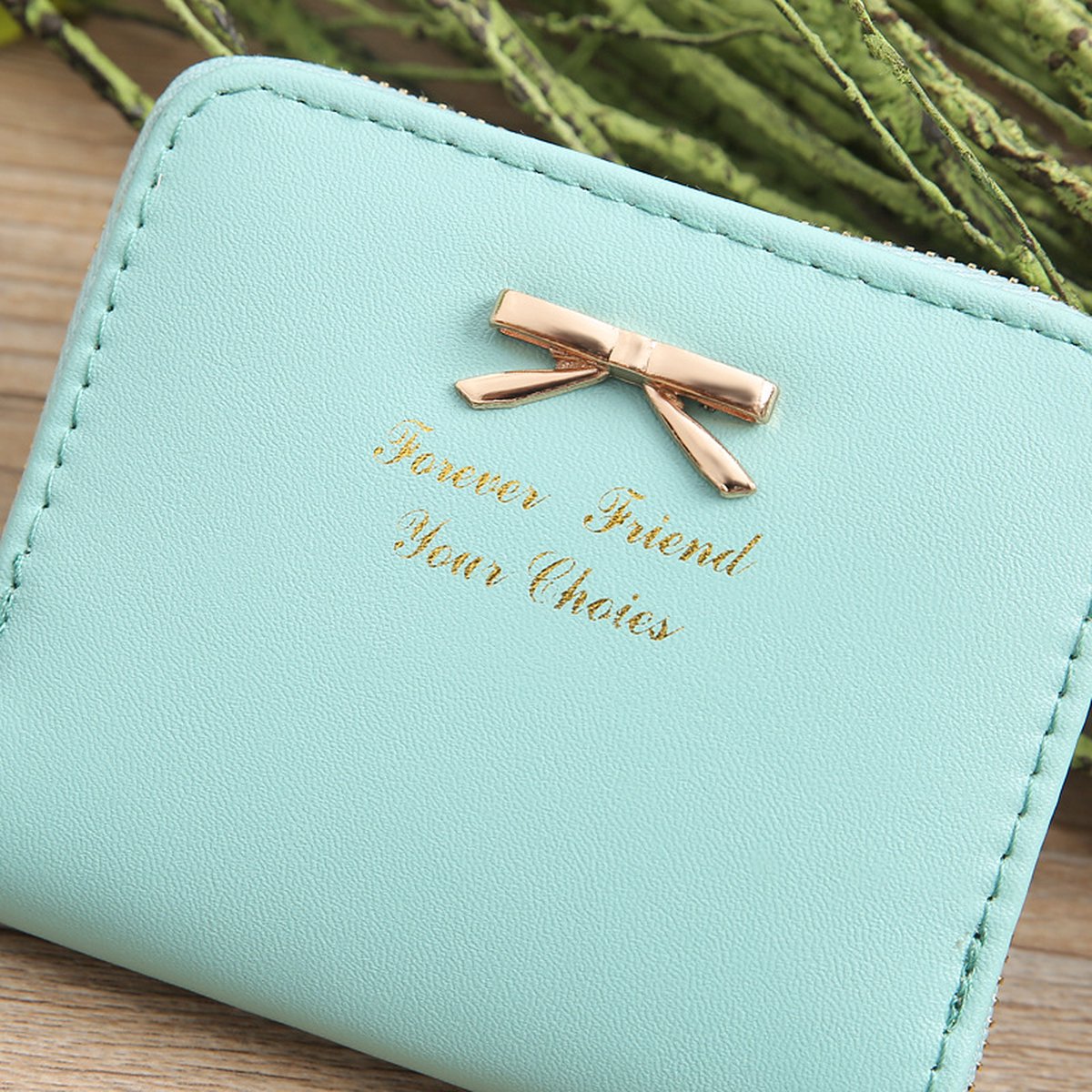Ladies' Wallet & Card Holder with Bow | Holds 8 Cards | Credit Card Holder | With Cash Compartment | Card Holder | Wallet | PU Leather | Green — image 5