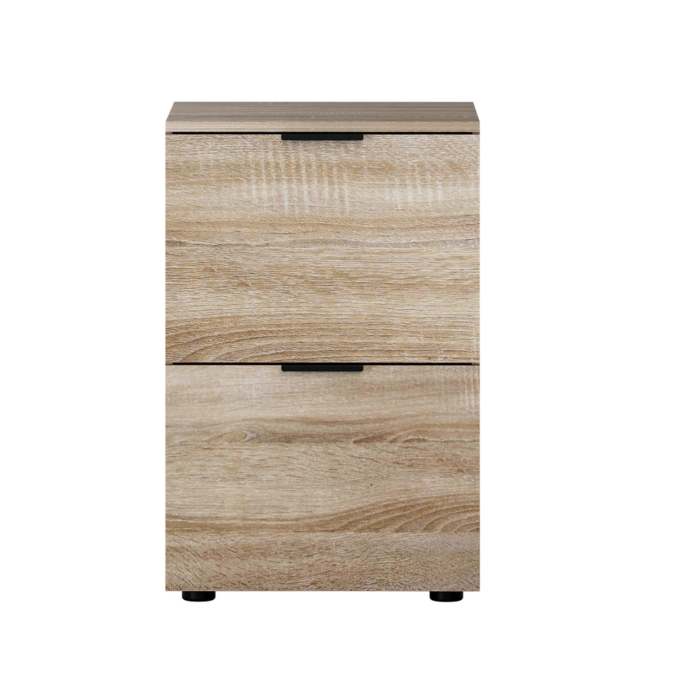 Artiss Filing Cabinet Files Storage Office Shelves File Organiser Oak 2 Drawer — image 3