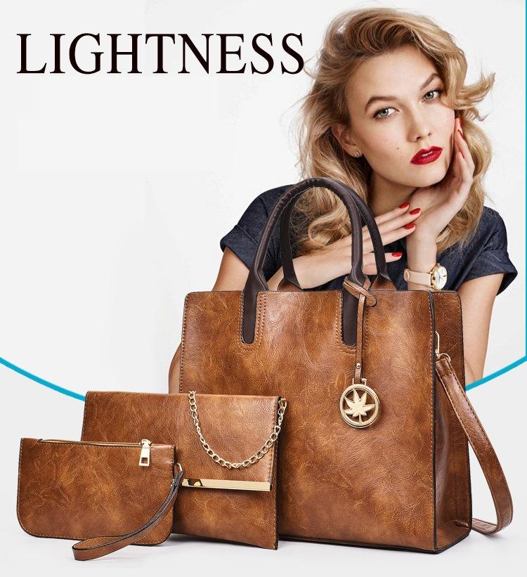 Leather Tote Bags 3-Piece Set Women's Tote + Shoulder Strap + Coin Purse — image 2