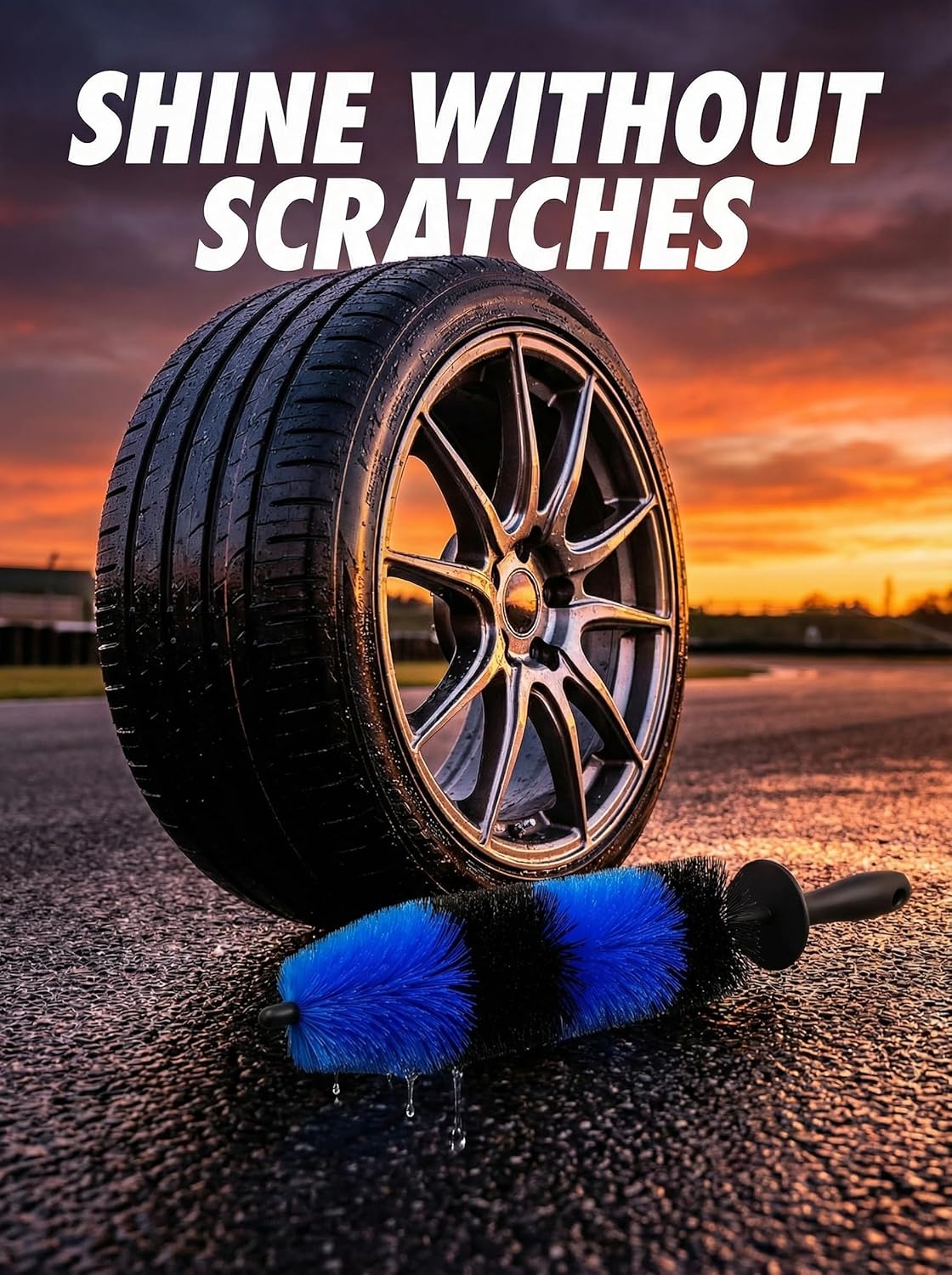 Master Wheel & Tire Brush, Easy Reach Wheel and Rim Deng Brush Long Soft Bristle, Car Tire Brush, Wheel Scrub Brush, Multipurpose use for Wheels Rims Exhaust โ image 5