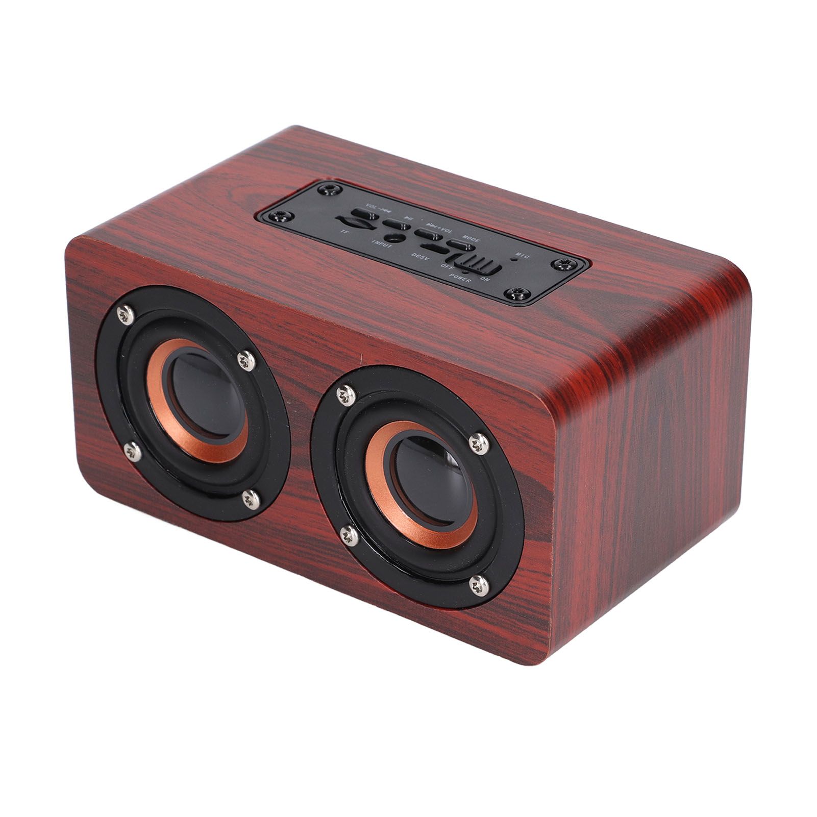 Speaker Portable Red Dual Speakers Voice Call Usb Charging Wooden Speaker Subwoofer โ image 2
