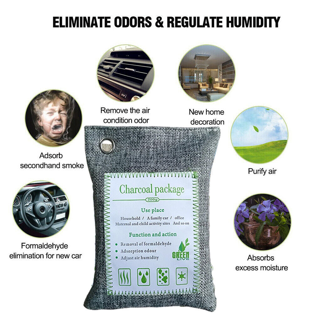 30PCS Air Purifying Bags Activated Bamboo Charcoal Freshener for Car Home Shoes 200g โ image 5