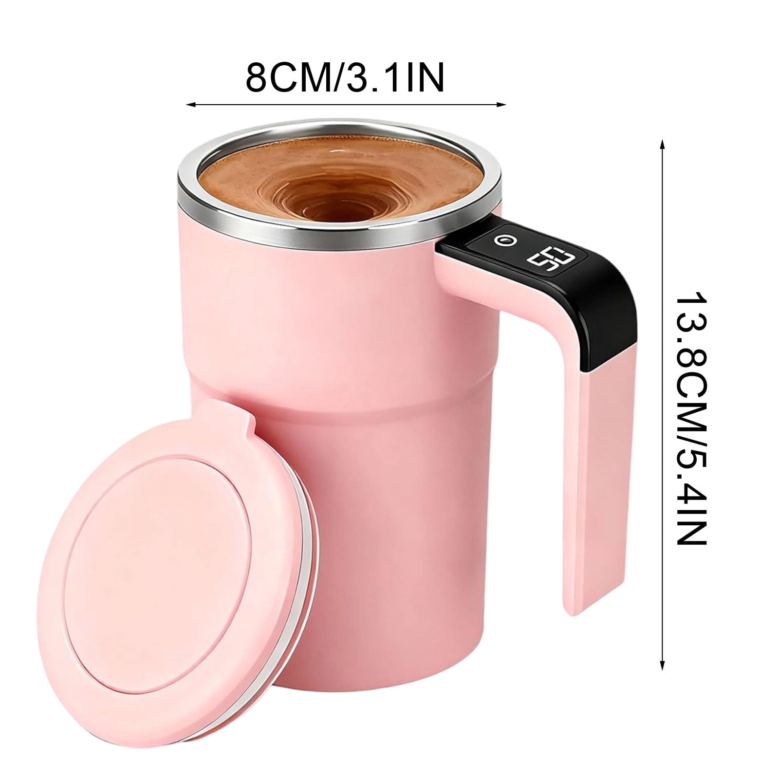 Self-Stirring Magnetic Coffee Mug with Temperature Display, Automatic Mixer for Coffee, Tea and Shakes, 304 Stainless Steel Liner, Pink — image 2