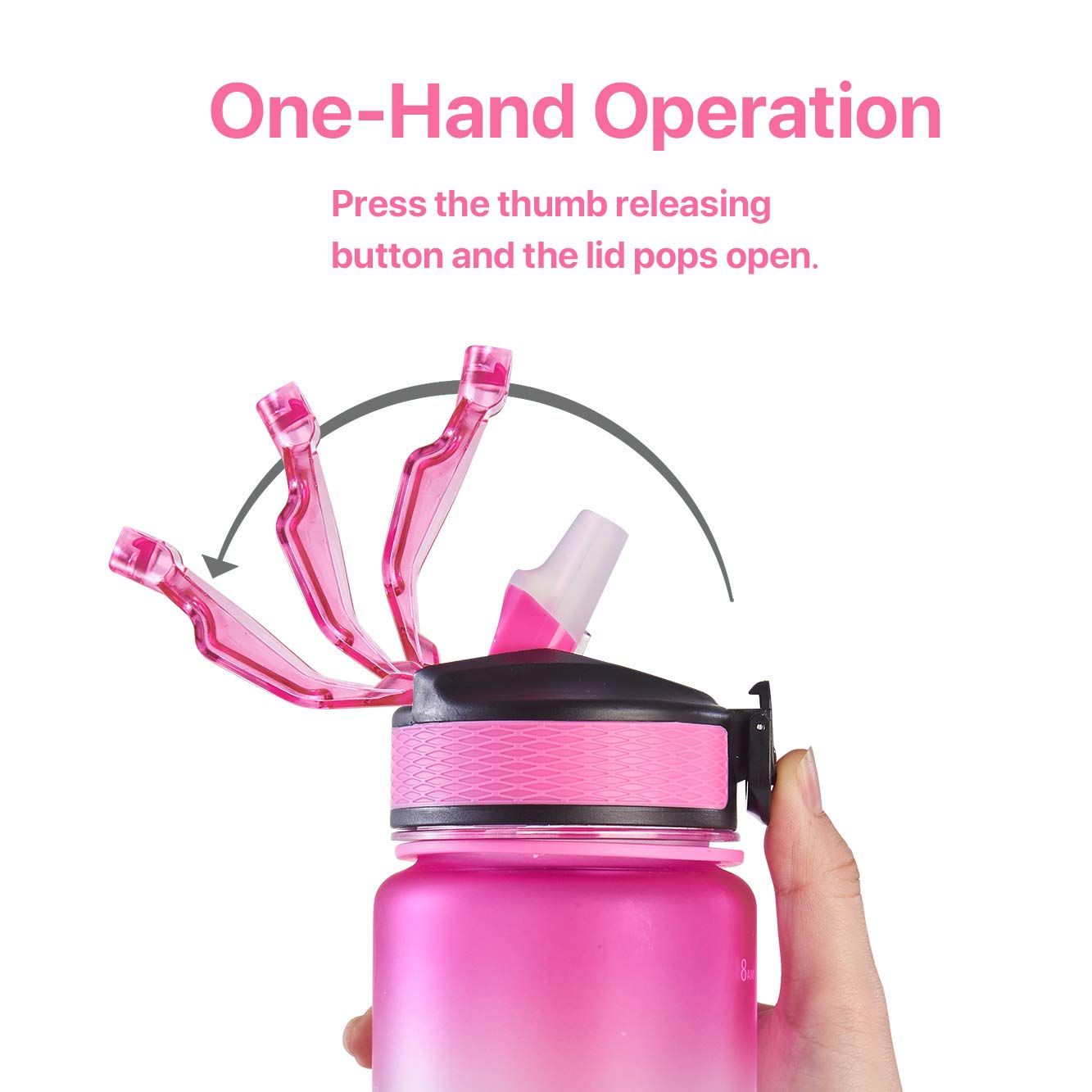 1000ML Water Bottle with Time Marker, Carry Strap, Ensure You Drink Enough Water for Fitness, Gym, Camping, Outdoor Sports โ image 3