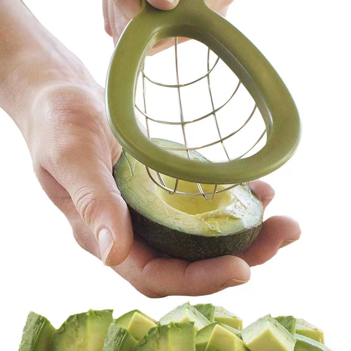 Avocado salad Stainless Steel Chunks scoop Slicer Cuber and Dicer Chopper knife Remove Pit Safety,pitter coop Slice and maker โ image 2