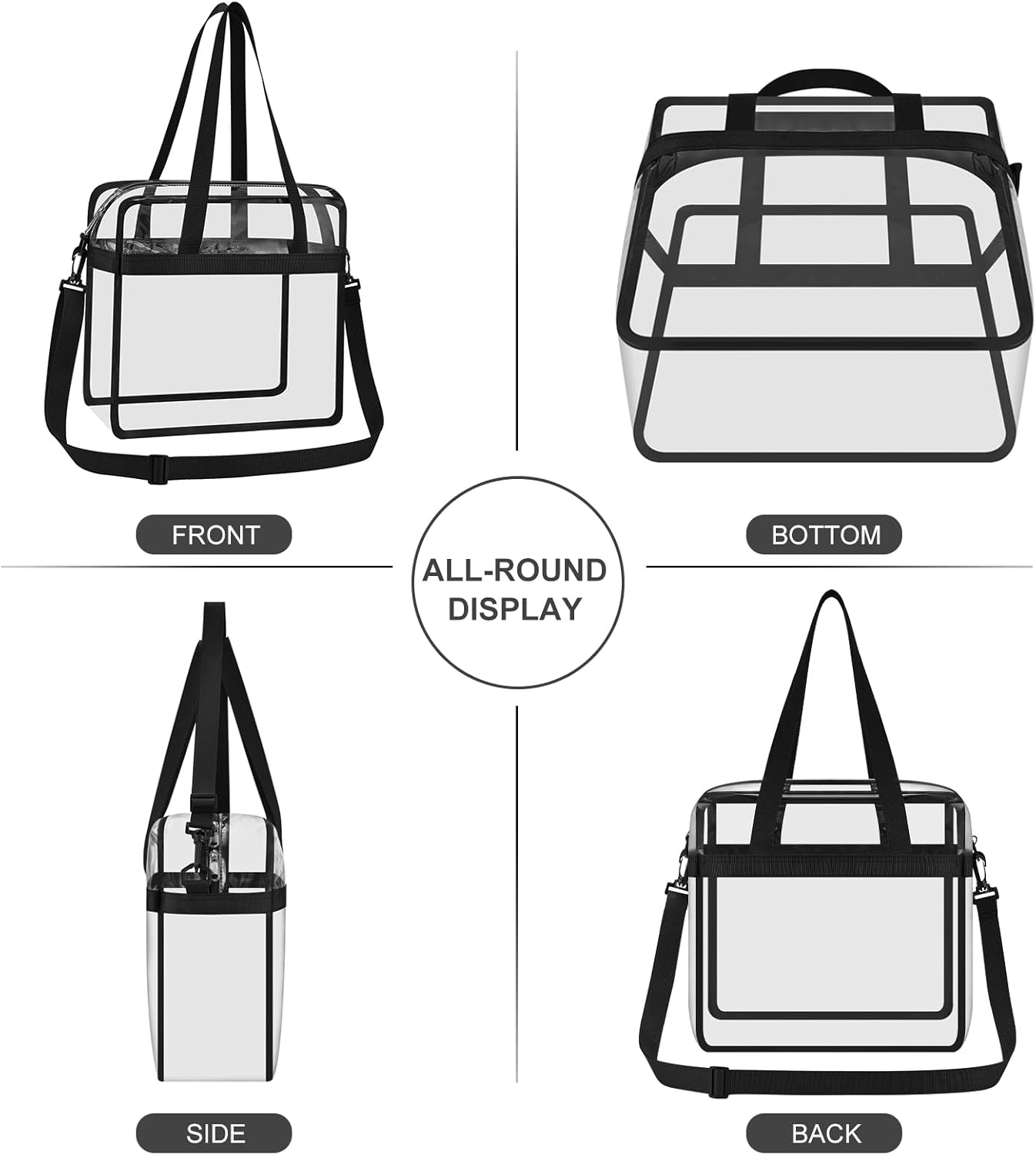 Clear Tote Bag for Stadium Events, 12x6x12 Transparent Stadium Bag for Work, Sports Games,Gym，Concerts — image 6