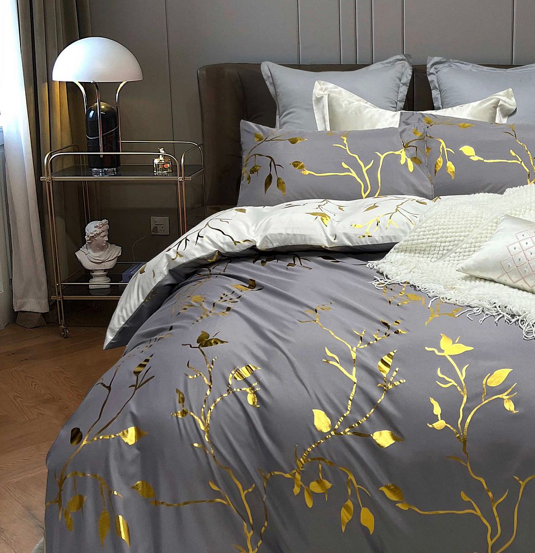 Reversible Design Grey Queen Size Bed Quilt/Duvet Cover Set — image 3